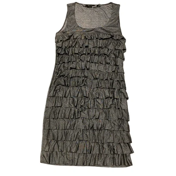 ruffled pointelle knit dress Pointelle Knitted Dress-Glacier Lake Marl